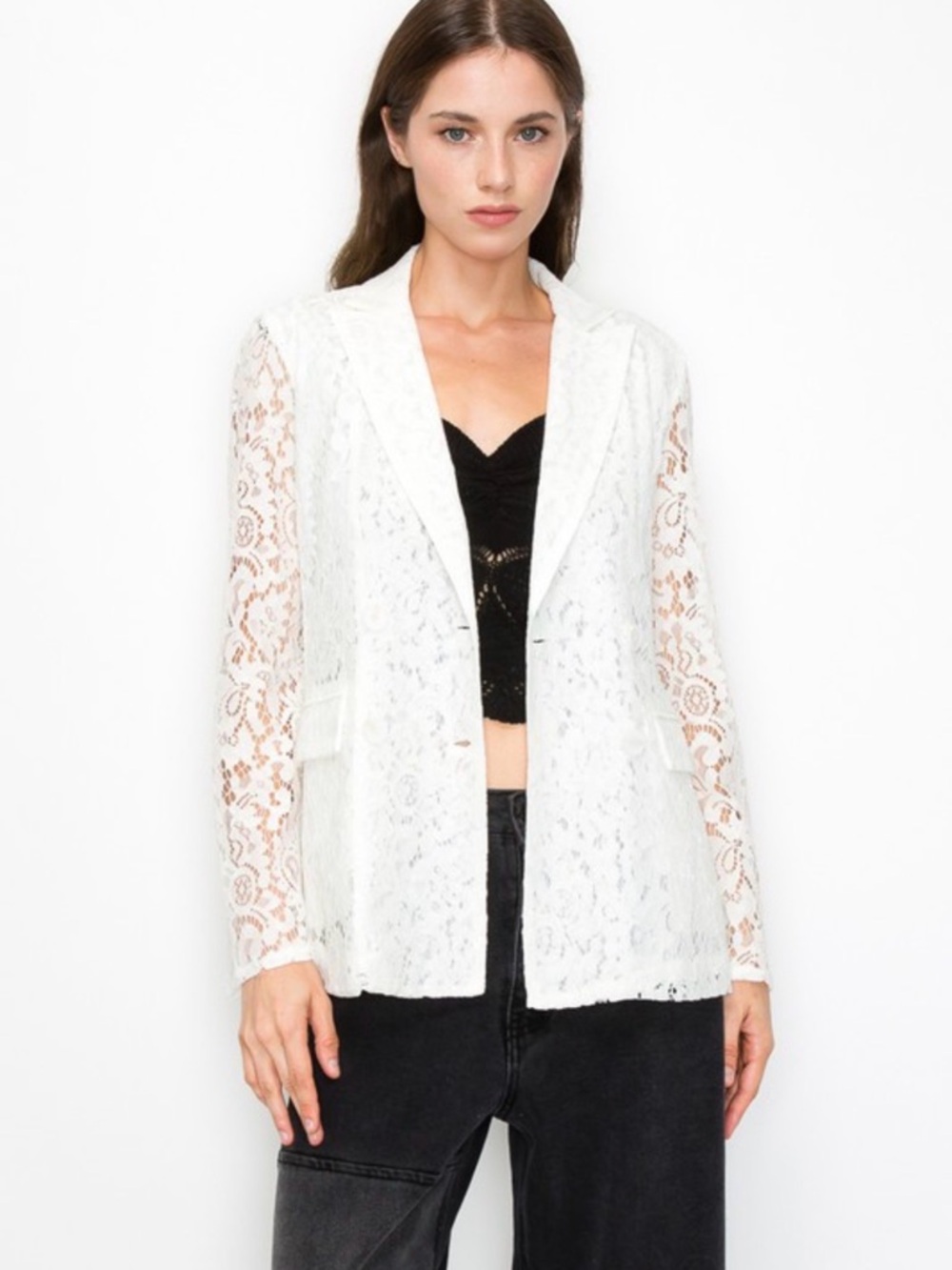 White Lace Blazer - Women's Elegant Lace Suit Jacket